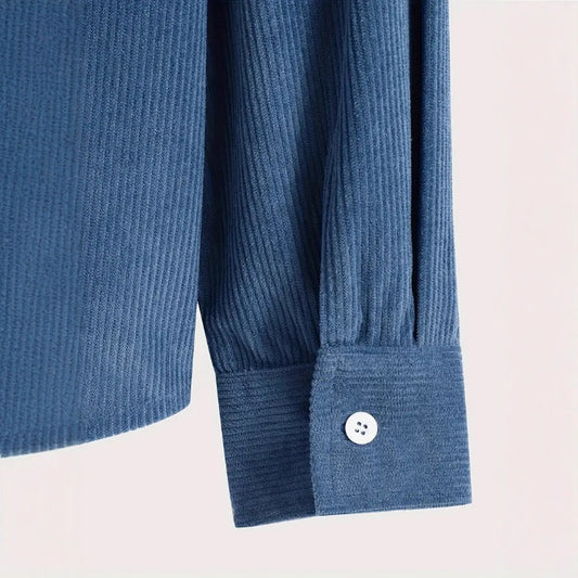 Striped Cardigan Shirt Men's Button Corduroy Jacket